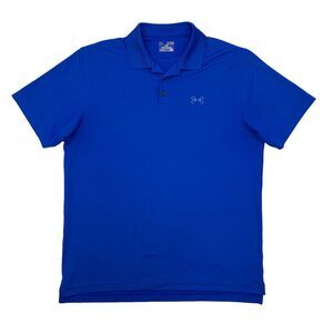 Under Armour Fishing Polo Shirt Mens XL Extra Large Blue HeatGear Sweat Wick